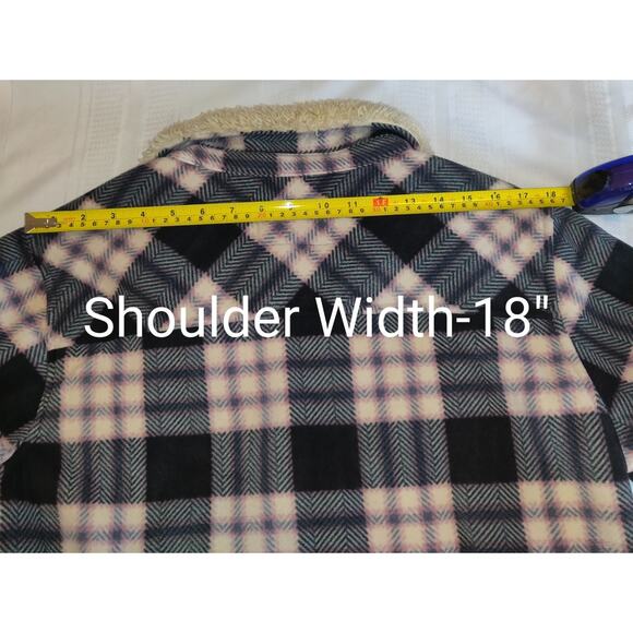 SOHO Threads Plaid Shacket Jacket Women's SIZE XL Black And Pink Sherpa Lined - Picture 9 of 16